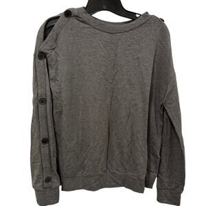 Bailey 44 Soft gray tunic sweatshirt with buttons on sleeve